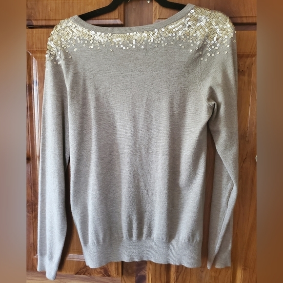 Inc Tan and Gold SEQUINES SWEATER - Picture 5 of 6